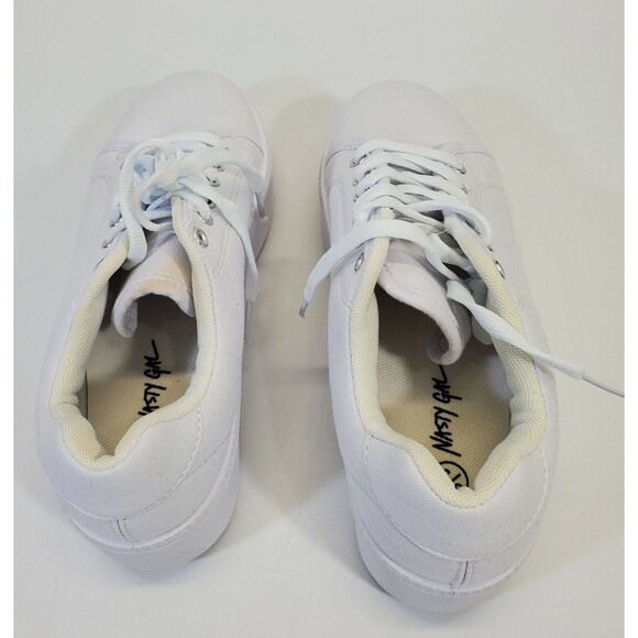 MDS Women's Size 5 / 38 Nasty Gal White Lace Up Canvas Sneakers Tennis Shoes EUC - Picture 3 of 7